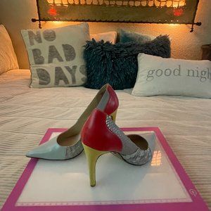 Rock  Republic patchwork pumps 8 Delilah Blue Pointed Toe Heels